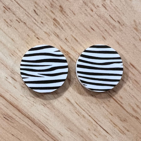 UV Printed 20mm Acrylic Zebra Print Stud Blanks