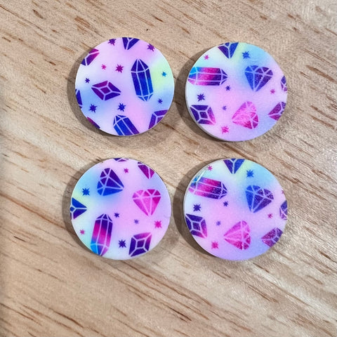 UV Printed 20mm Acrylic Crystal Gems Print Stud Blanks