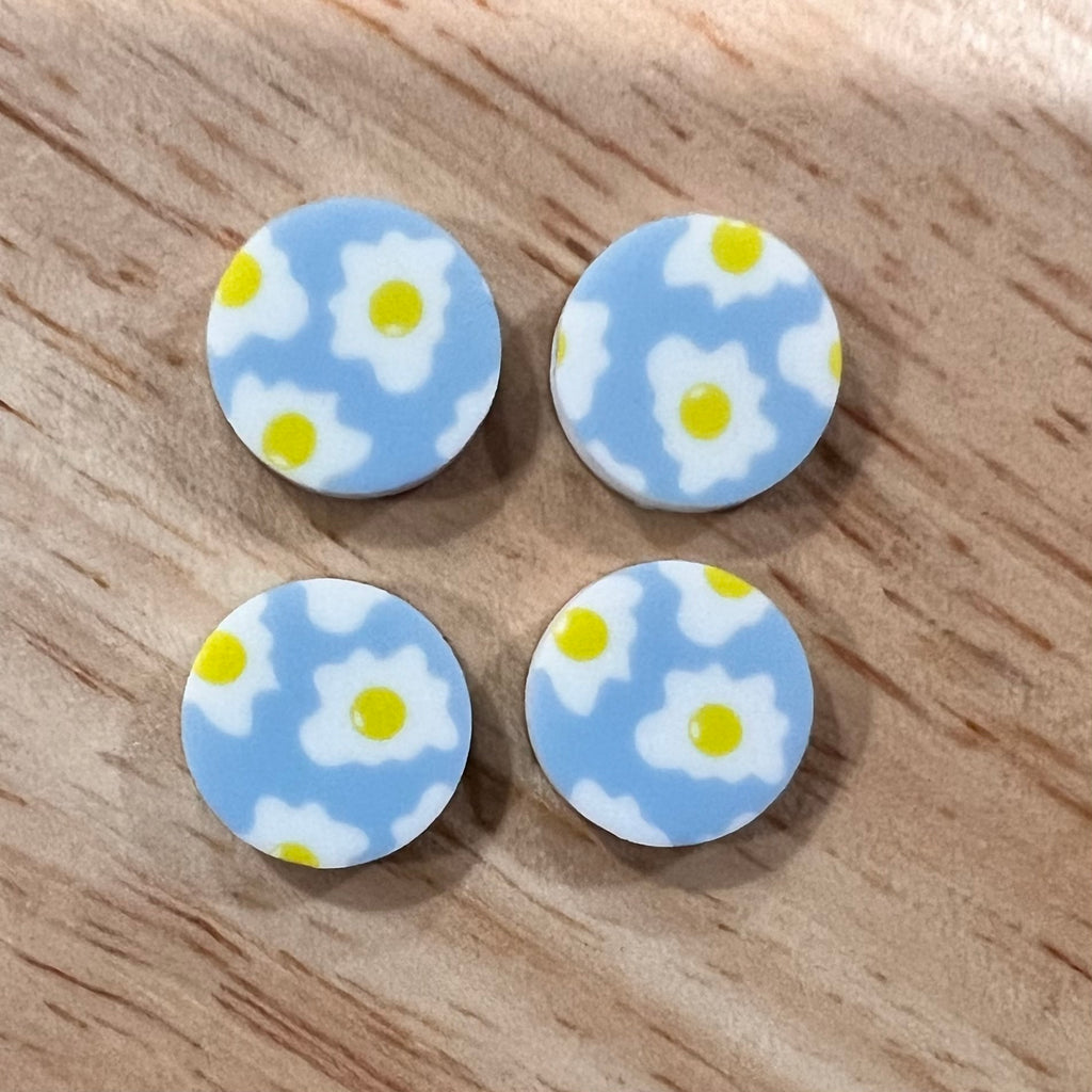 UV Printed 15mm Acrylic Fried Eggs Print Stud Blanks