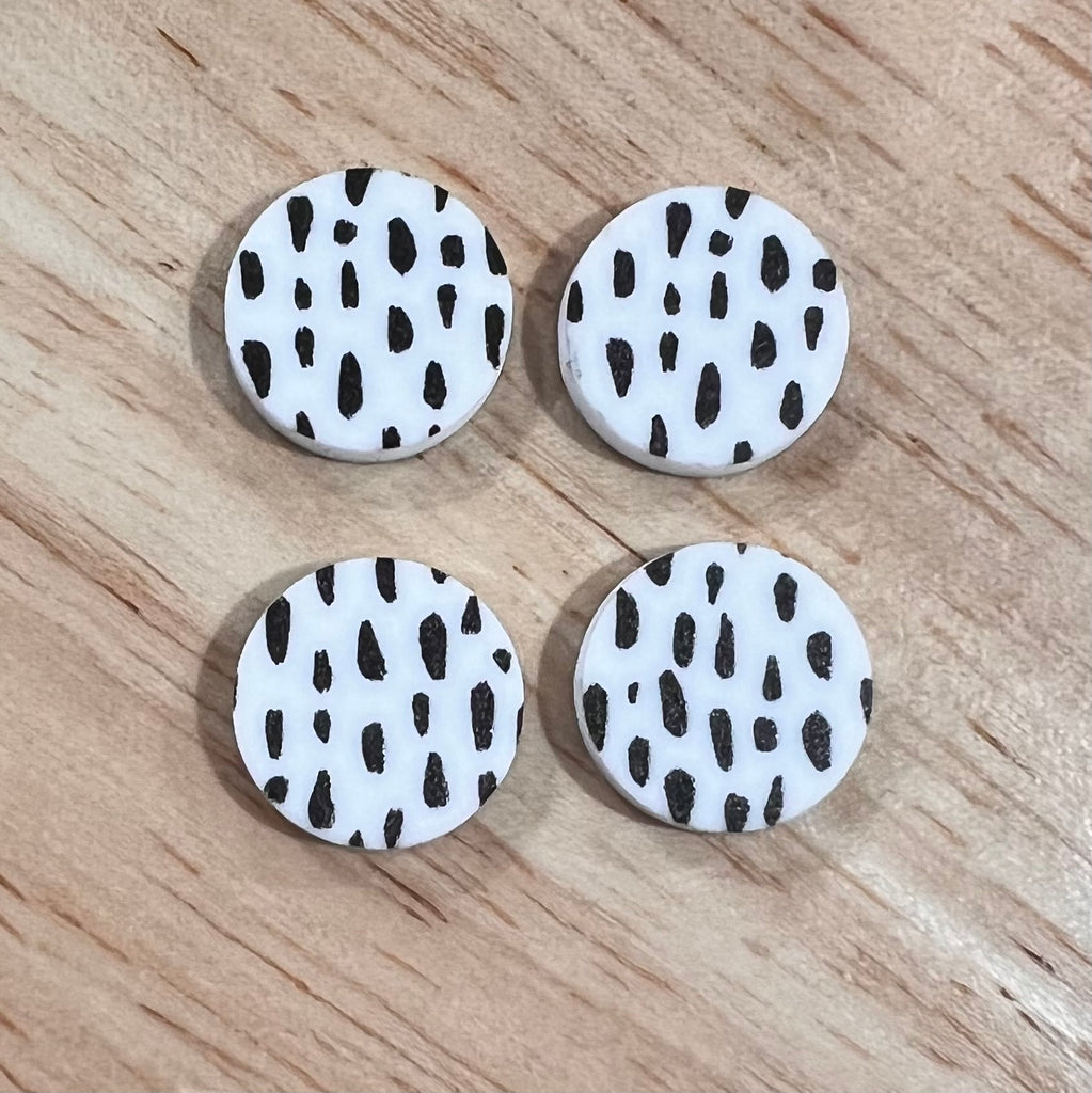 UV Printed 15mm Acrylic Black Flecks Print Stud Blanks