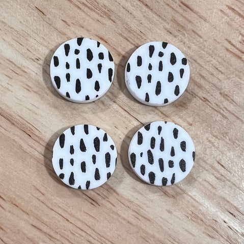 UV Printed 15mm Acrylic Black Flecks Print Stud Blanks