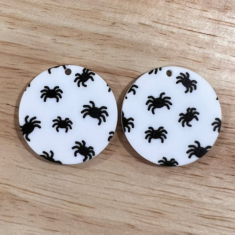 UV Printed Acrylic Halloween Spiders Print Round Dangle Blanks with hole