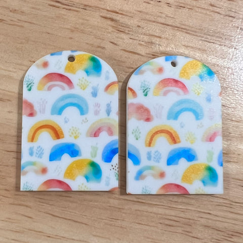 UV Printed Watercolour Rainbow Print Arch Dangle Blanks with hole