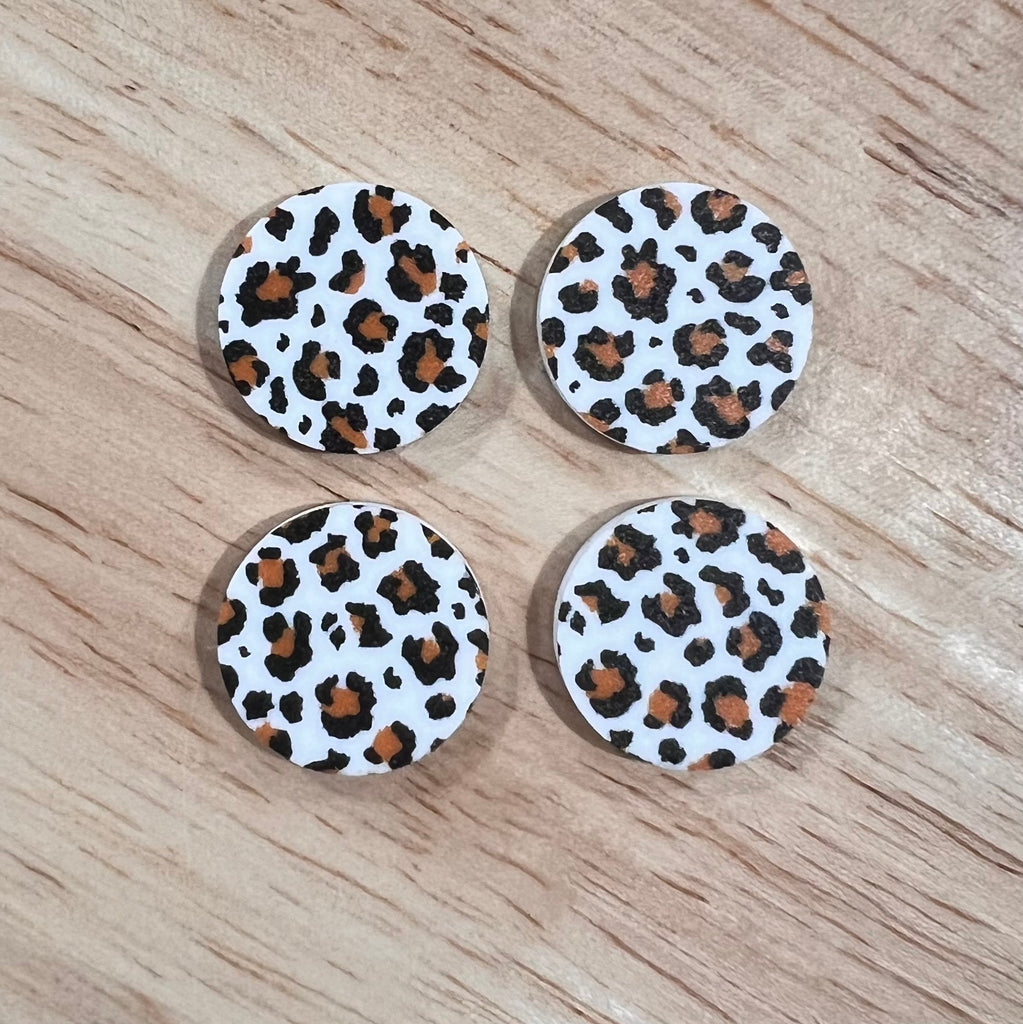 UV Printed 20mm Acrylic Leopard Print Stud Blanks