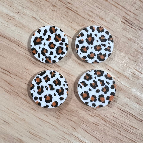 UV Printed 20mm Acrylic Leopard Print Stud Blanks