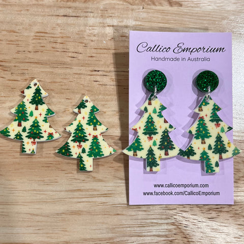 UV Printed Acrylic Yellow Christmas Tree Print and Shaped Dangle Blanks with hole