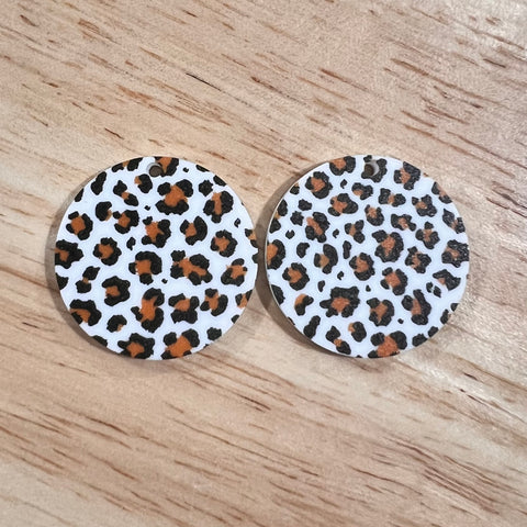 UV Printed Acrylic Leopard Print Round Dangle Blanks with hole