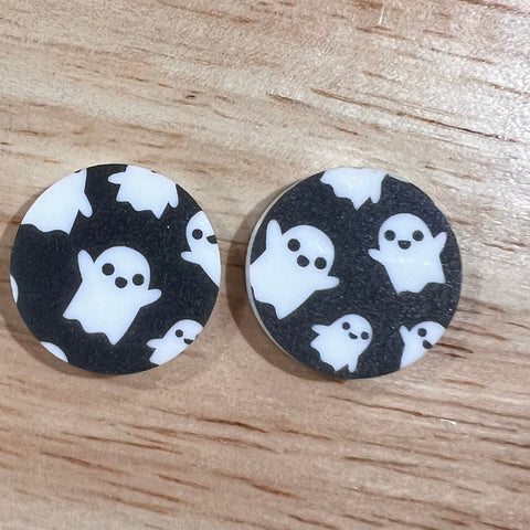 UV Printed 20mm Acrylic Black and White Ghosts Print Stud Blanks