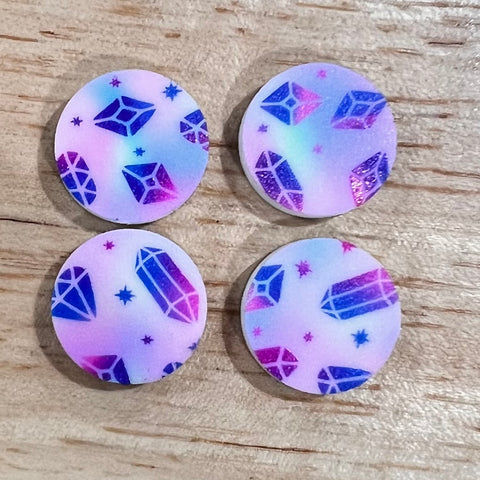 UV Printed 15mm Acrylic Crystal Gems Print Stud Blanks