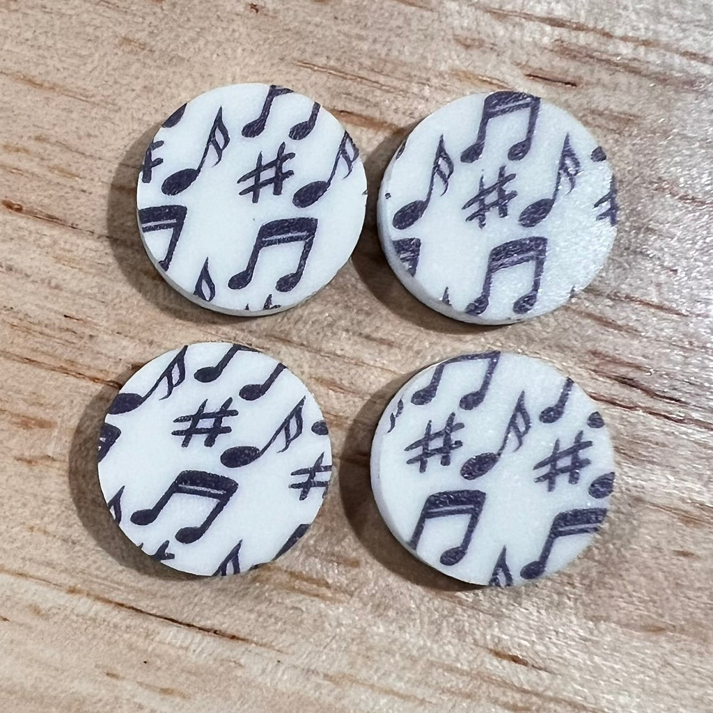 UV Printed 15mm Acrylic Music Notes Print Stud Blanks