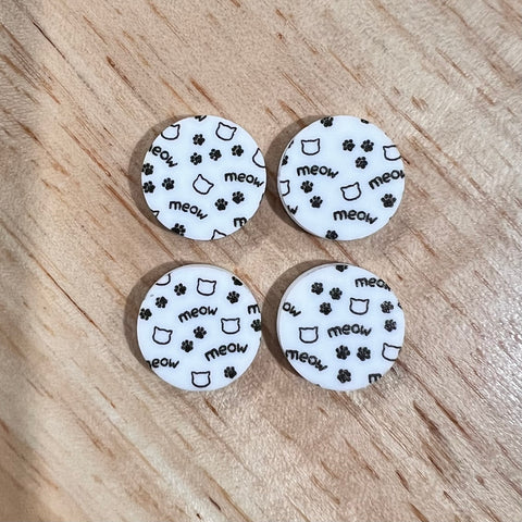 UV Printed 15mm Acrylic Meow Cat Print Stud Blanks