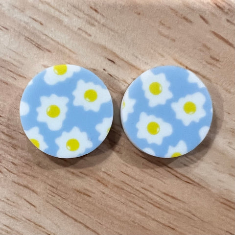 UV Printed 20mm Acrylic Fried Eggs Print Stud Blanks