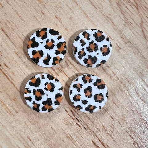 UV Printed 15mm Acrylic Leopard Print Stud Blanks