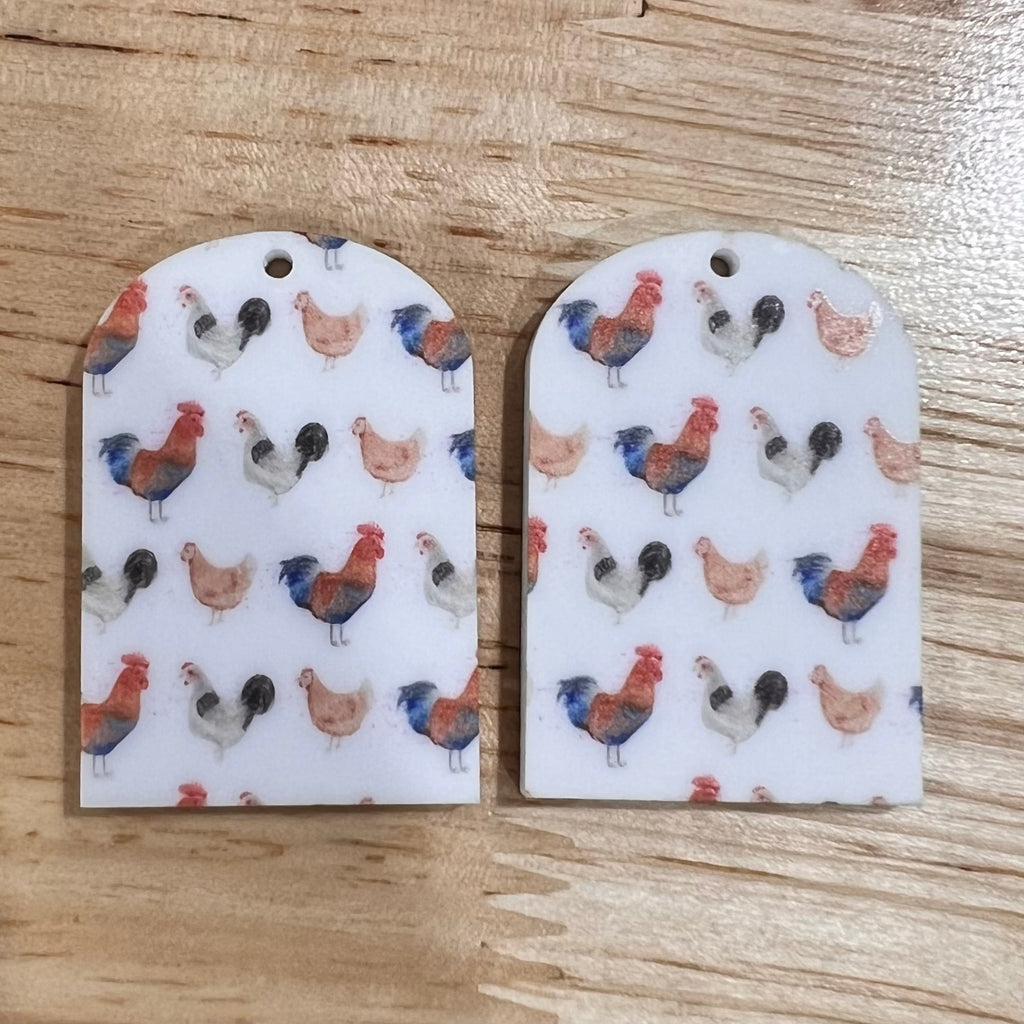 UV Printed Chickens Print Arch Dangle Blanks with hole