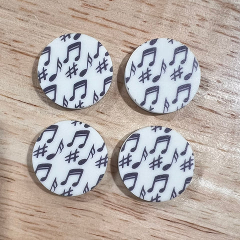 UV Printed 20mm Acrylic Music Notes Print Stud Blanks