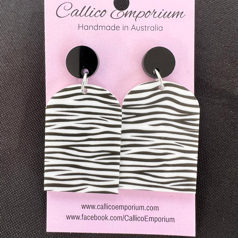 Zebra Print - UV Printed Arch Stud Dangles