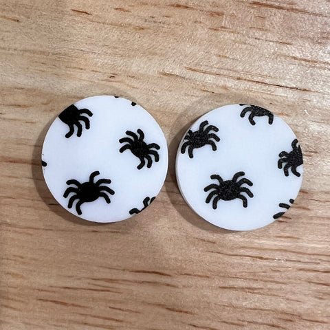 UV Printed 20mm Acrylic Halloween Spiders Print Stud Blanks