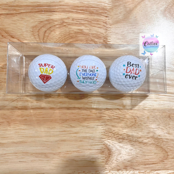 Set of 3 UV Printed Golf Balls - Fathers Day Theme