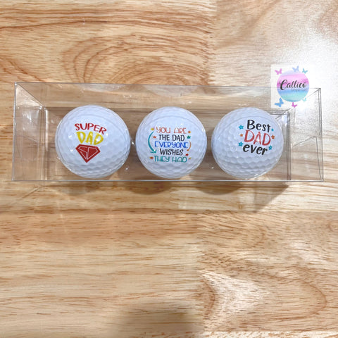 Set of 3 UV Printed Golf Balls - Fathers Day Theme