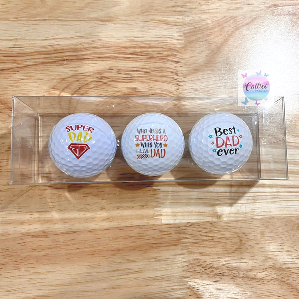 Set of 3 UV Printed Golf Balls - Fathers Day Theme