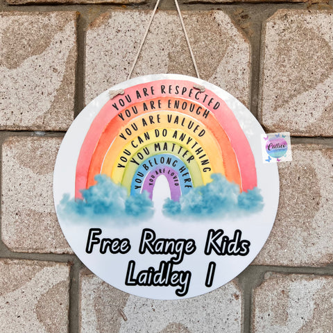 Rainbow Affirmations Personalised Door Hanger Sign