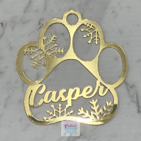 Paw Print Personalised pet ornament