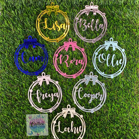 Personalised Bow Ornaments - Acrylic or Plywood