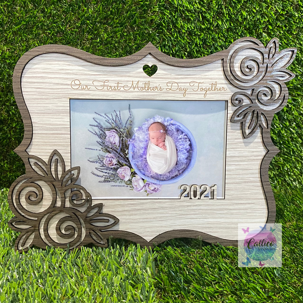 Mother’s Day engraved wooden frame with stand